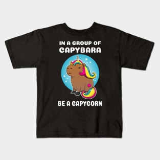 In a group of capybara be a capycorn Cartoon Capybara Unicorn Kids T-Shirt